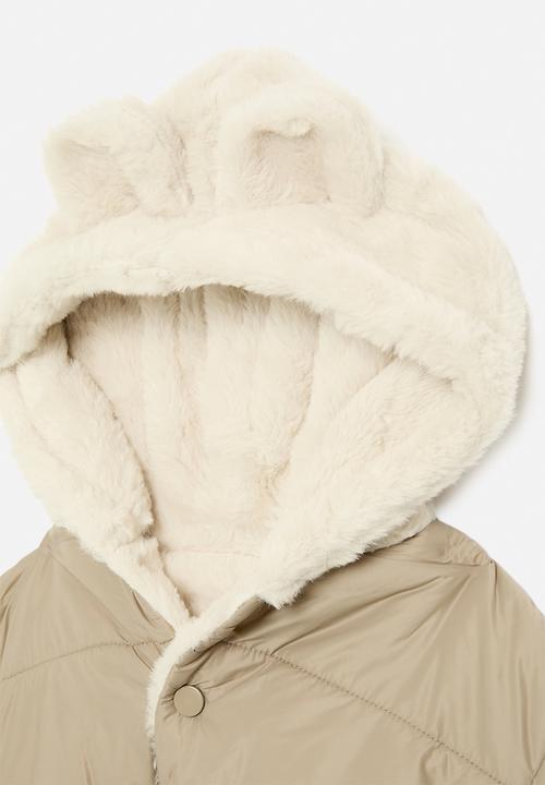 Pop Candy - Hooded button down jacket-khaki