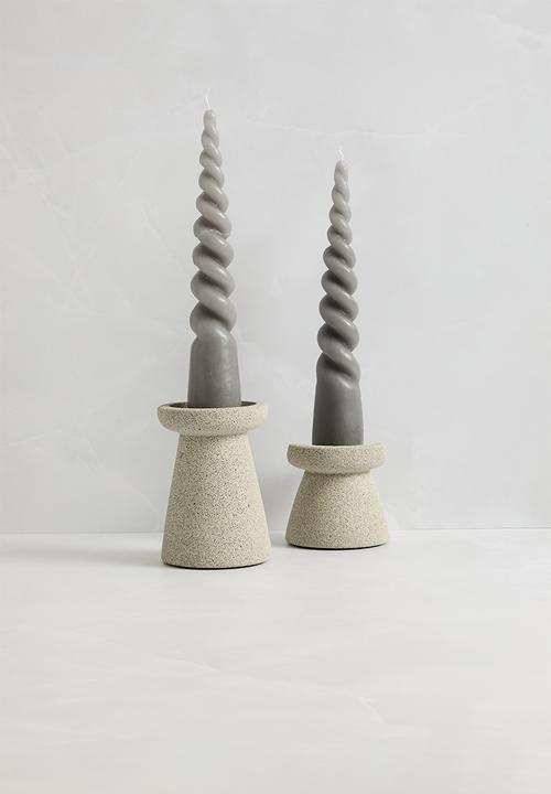 Sixth Floor - Set 2 Twisted Cone Candle - Grey