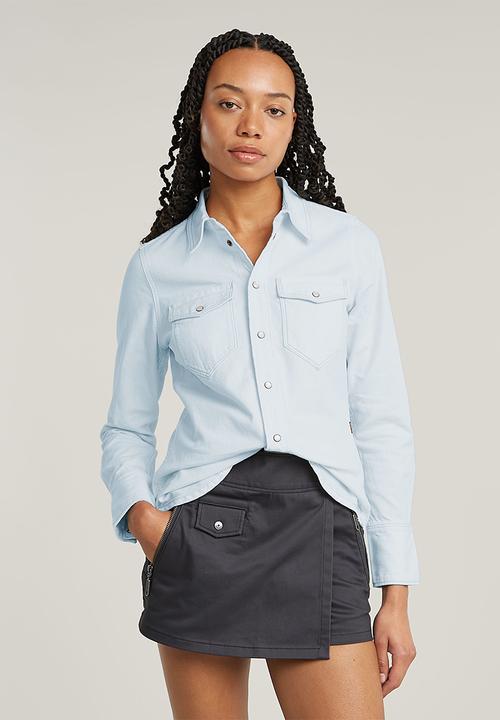 G-STAR - Slim Western Shirt l\s \Wmn - Beached Faded Seasalt