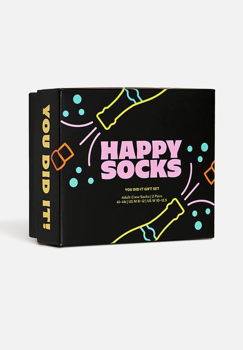 Happy Socks - 2 Pack You Did It Socks Gift Set - Black & Navy
