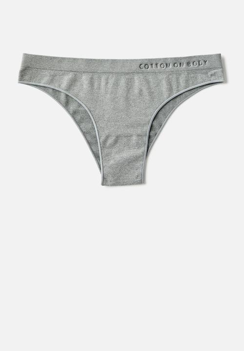 Cotton On - Seamless Hipster Cheeky Brief 3Pk - Black Deboss/White Deboss/Grey Marle Deboss