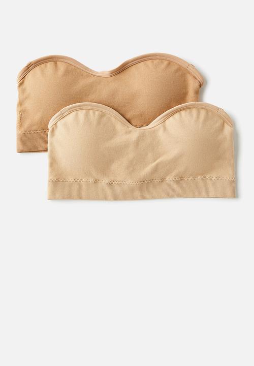 Cotton On - Seamless Sweetheart Padded Bandeau 2 Pack - (R) Maple Sugar/ (R) Frappe