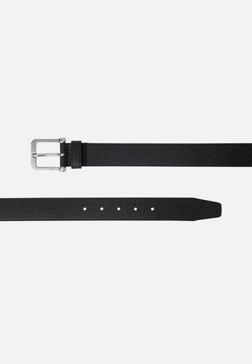 Replay - Split Hammered Leather Belt - Black