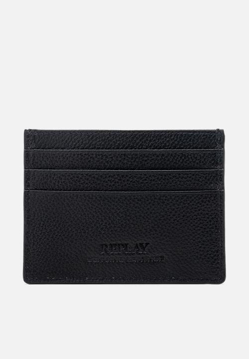 Replay - Cow Hammered Leather Wallet - Black