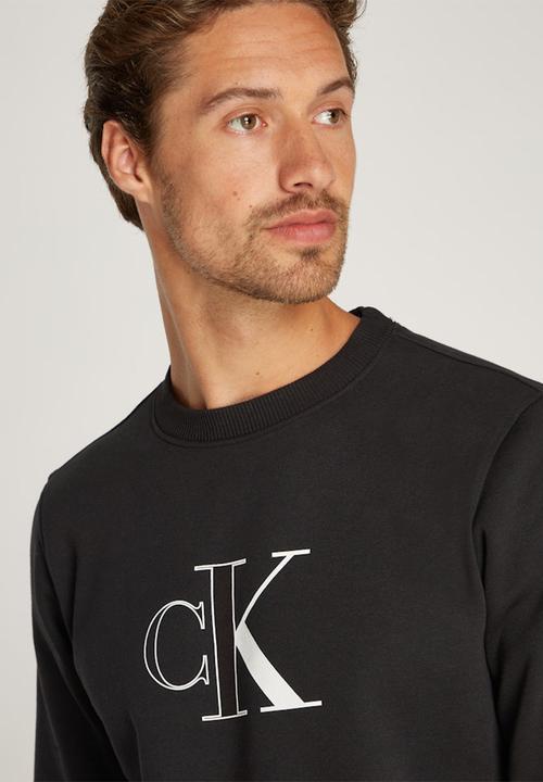 Calvin Klein - Outline Monologo Crew Neck - Ck Black