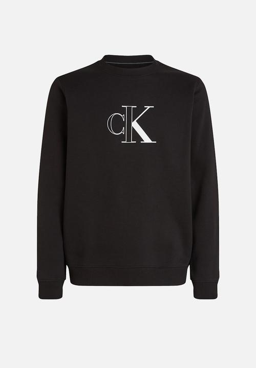 Calvin Klein - Outline Monologo Crew Neck - Ck Black