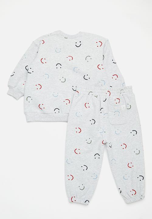 Cotton On - Bundle riley sweater & trackpant - cloud marle/smile ydg