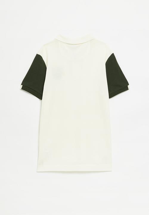 POLO - Boys dylan colour blocked short sleeve golfer - off white