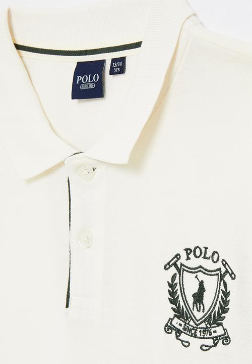 POLO - Boys dylan colour blocked short sleeve golfer - off white