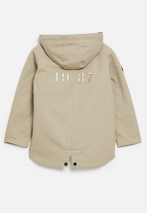 SOVIET - Boys Zip through Parka Jacket - Stone