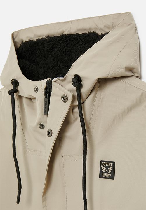 SOVIET - Boys Zip through Parka Jacket - Stone