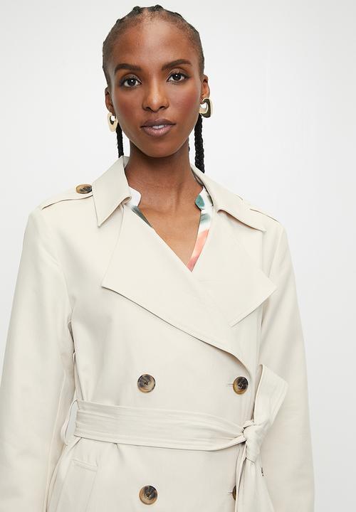 Pringle of Scotland - PRINGLE LADIES JENNA TRENCH COAT  - STONE