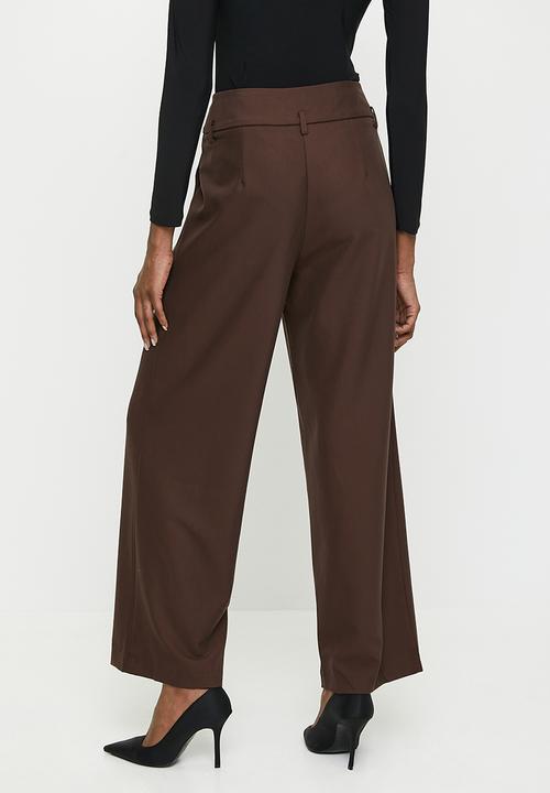 Pringle of Scotland - PRINGLE ELSIE WIDE LEG PANTS  - CHOCOLATE