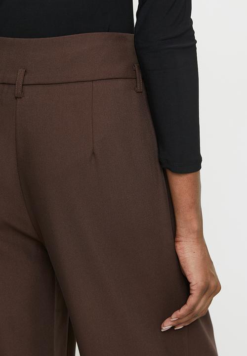 Pringle of Scotland - PRINGLE ELSIE WIDE LEG PANTS  - CHOCOLATE