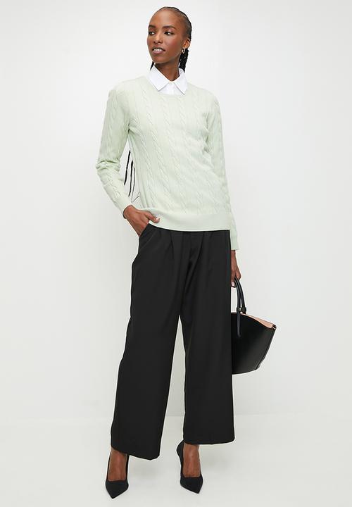 Pringle of Scotland - PRINGLE RUBY CABLE CREW NECK - SAGE