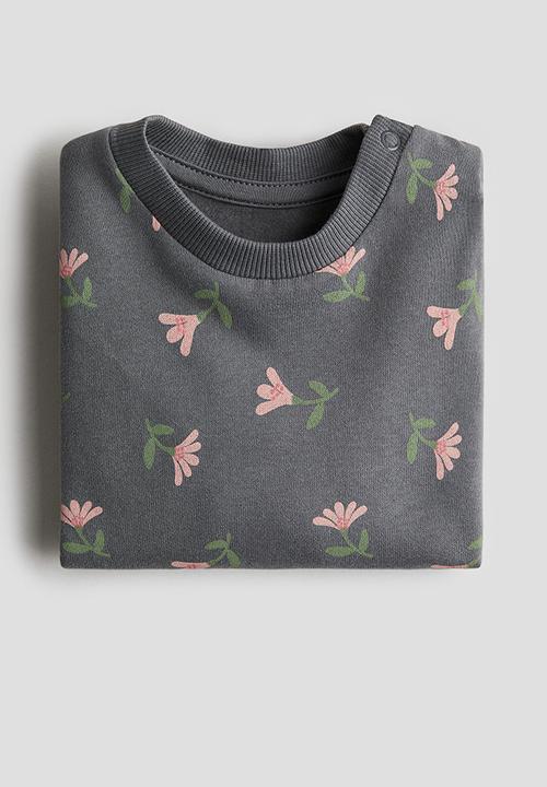 H&M - Printed sweatshirt - dark grey & floral