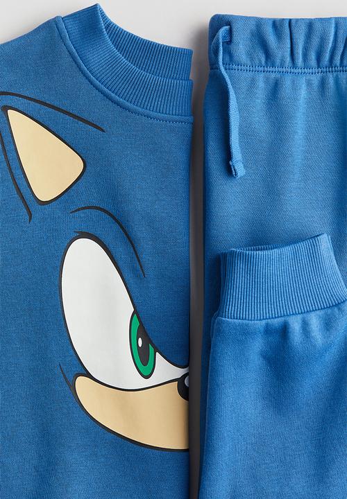 H&M - 2-Piece printed sweatshirt set - bright blue sonic the hedgehog