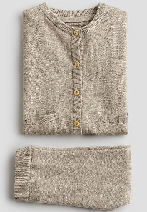 H&M - 2-Piece fine-knit cotton set - beige