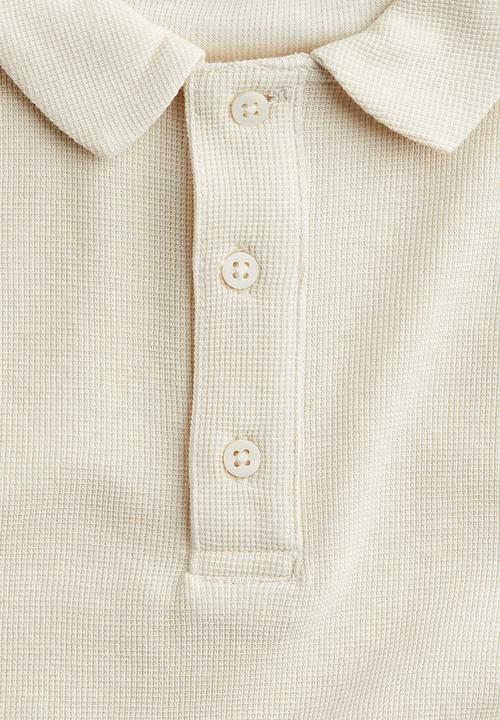 H&M - Long-sleeved polo shirt - cream