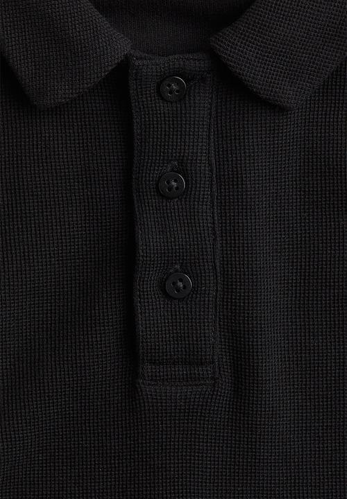 H&M - Long-sleeved polo shirt - black