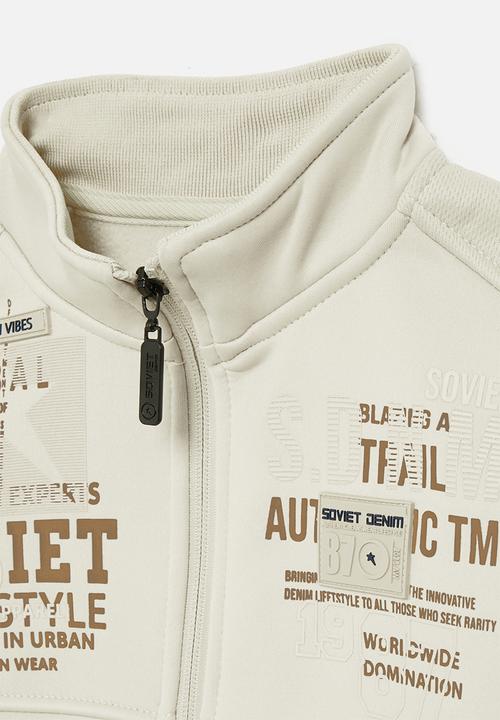 SOVIET - Boys Zip Through Fashion Jacket - Light Sand
