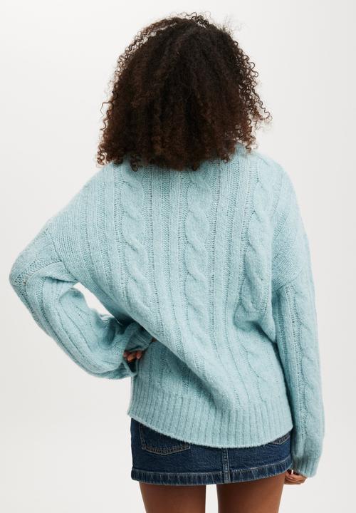 Cotton On - Luxe crew pullover - whisper blue cable