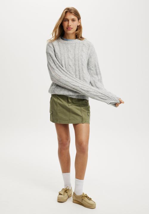 Cotton On - Luxe crew pullover - grey marle cable