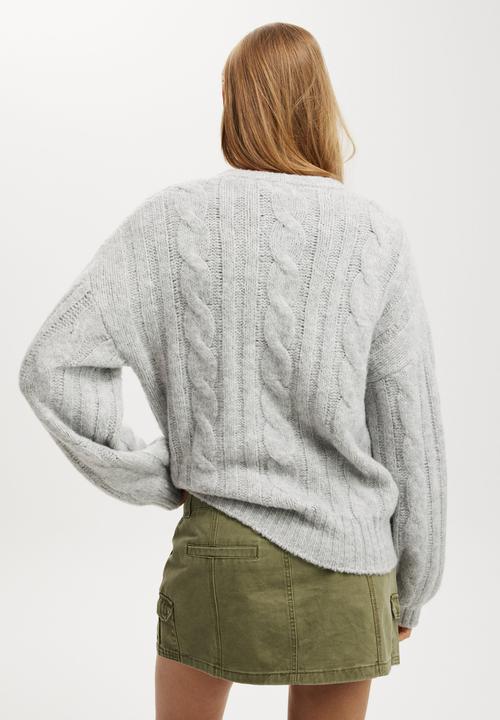 Cotton On - Luxe crew pullover - grey marle cable