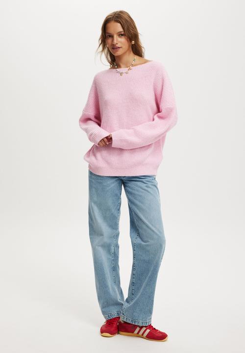 Cotton On - Luxe rib boatneck off shoulder - babydoll
