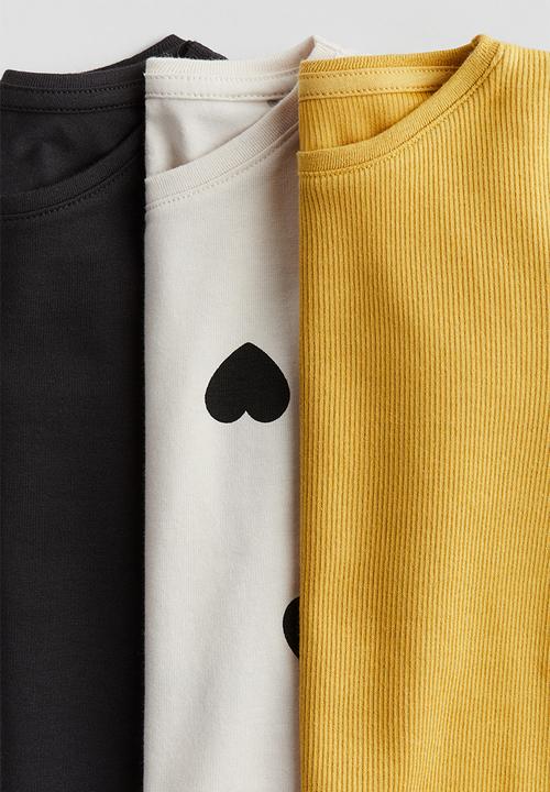 H&M - 3 pack long-sleeved tops - yellow patterned 