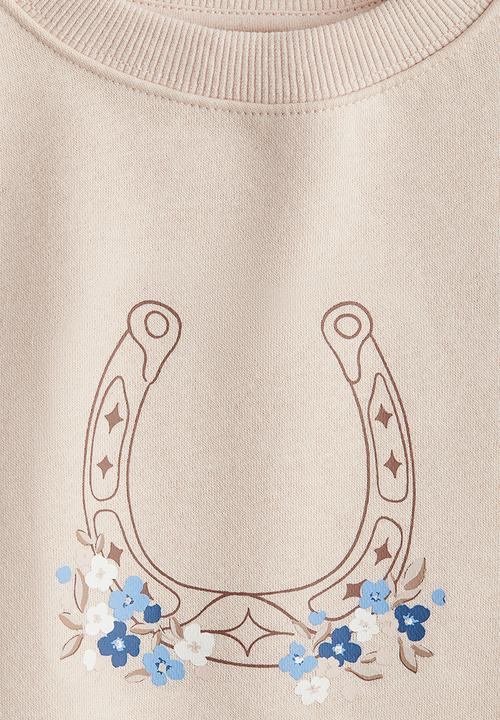 H&M - Print-motif sweatshirt - light dusty pink horseshoe
