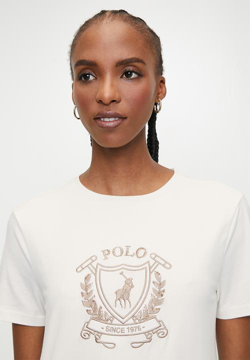 POLO - Wmn casey short sleeve crest T-shirt - off white