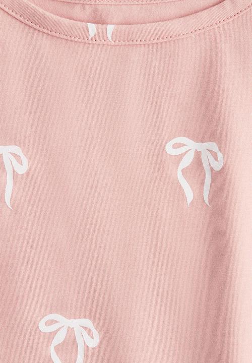 H&M - Overlock-detail cotton top - pink bows
