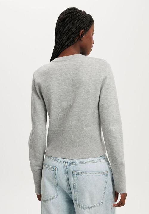 Cotton On - Everfine knit crew cardigan - grey marle
