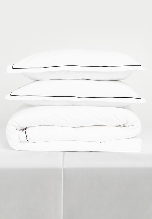 Sixth Floor - Oxford Cotton Satin Stitch Duvet Cover - Black