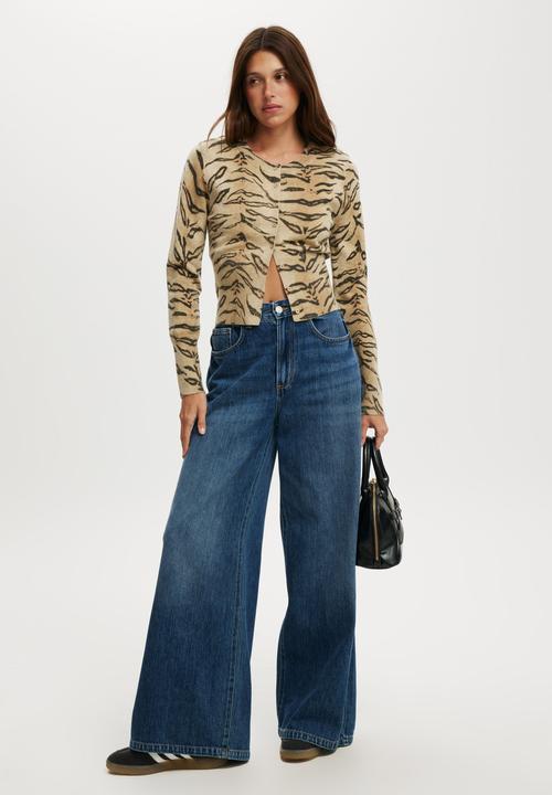 Cotton On - Everfine knit crew cardigan - leopard