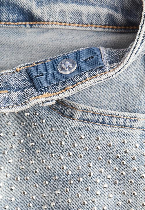 H&M - Studded wide leg jeans - light denim blue