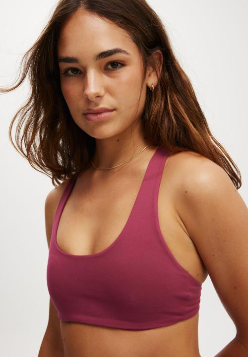 Cotton On - Ultra Soft Plunge Strappy Crop - Sangria
