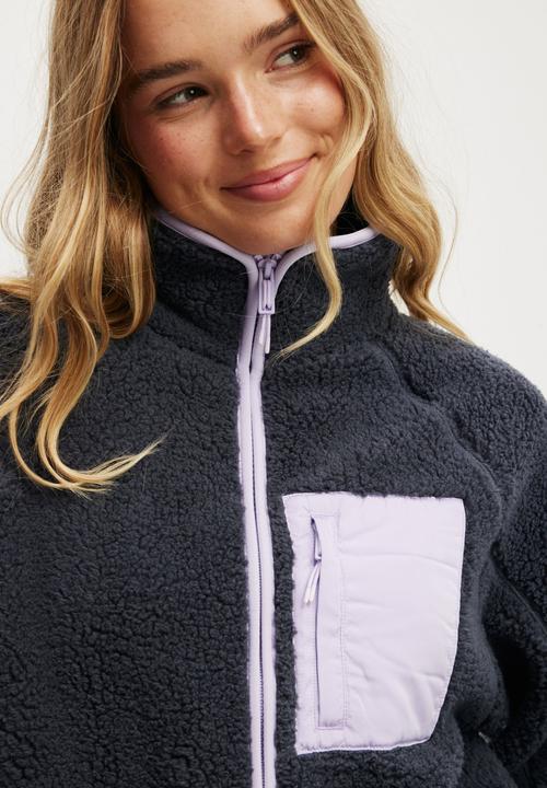 Cotton On - Trail Sherpa Zip Thru - Charcoal