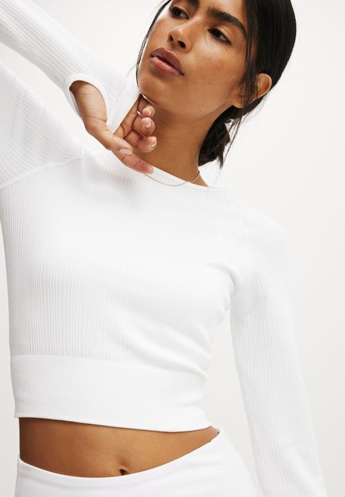Cotton On - Seamless Long Sleeve Top - White