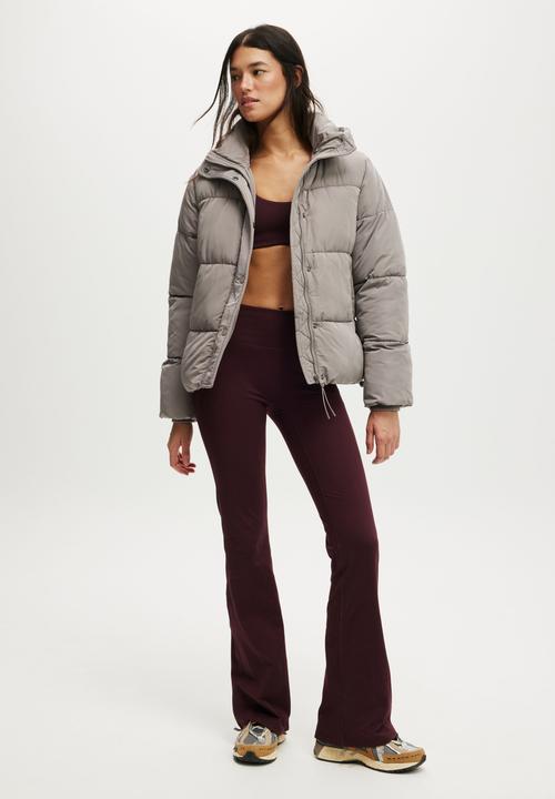 Cotton On - The Mother Puffer Removable Hood Jacket - Desert Grey