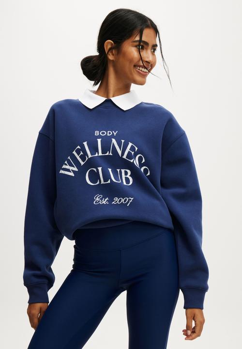 Plush Collar Sweatshirt - Heritage Blue/Wellness Club