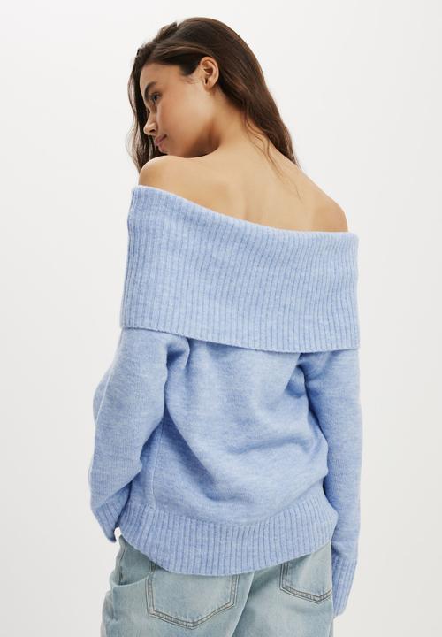 Cotton On - Luxe off shoulder pullover - dusk blue