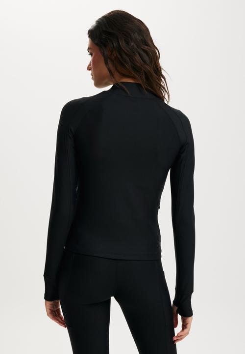 Cotton On - Fleece Lined Zip Thru Long Sleeve - Black