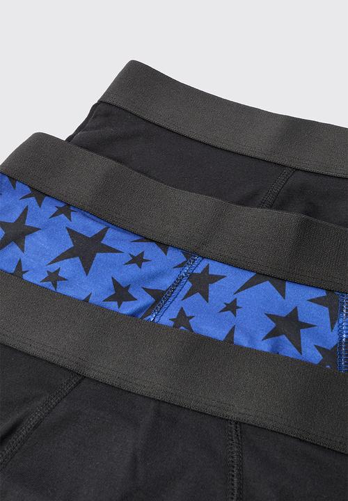 boohooMAN - 3 Pack Star Printed Boxers - Navy