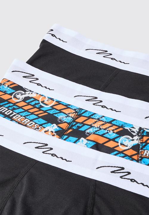 boohooMAN - 3 Pack Man Moto Cross Printed Boxers - Multi