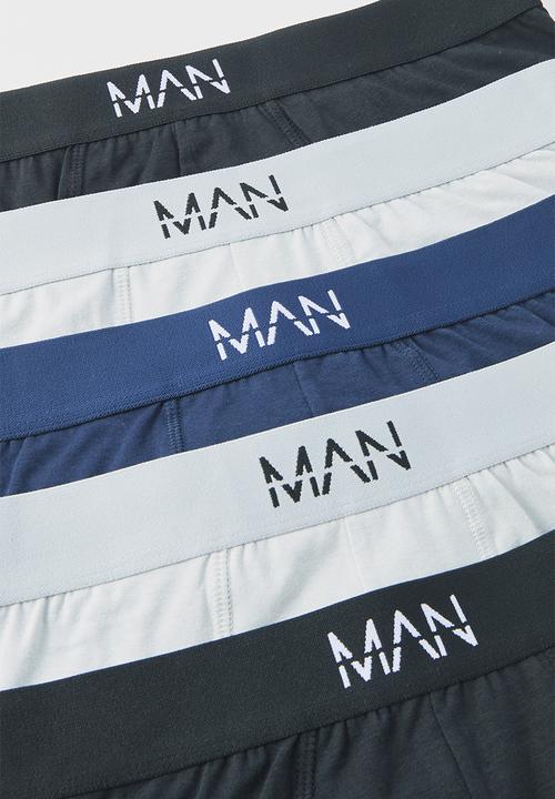 boohooMAN - 5 Pack Man Mixed Colour Trunks - Multi