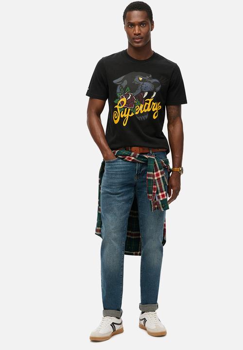 Superdry. - Tattoo Script T-Shirt - Washed Black