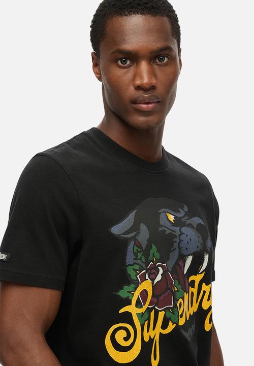 Superdry. - Tattoo Script T-Shirt - Washed Black
