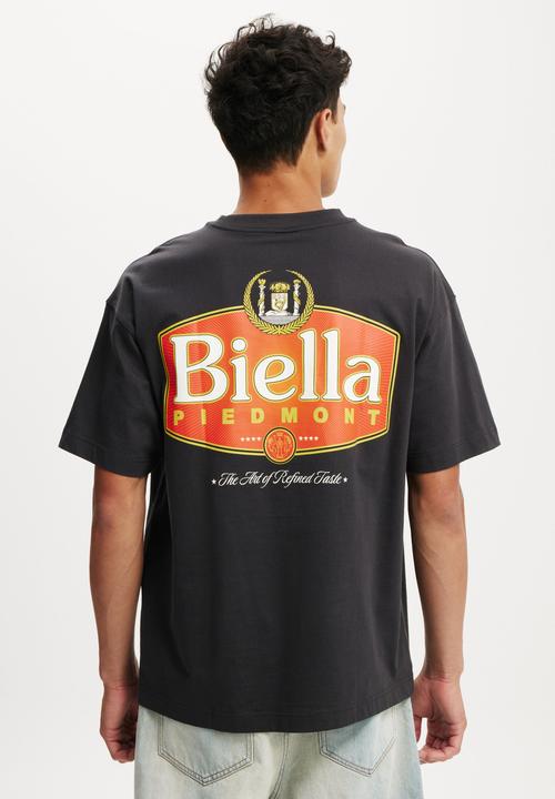 Cotton On - Box Fit Graphic T-Shirt - Washed Black/Biella Piedmont